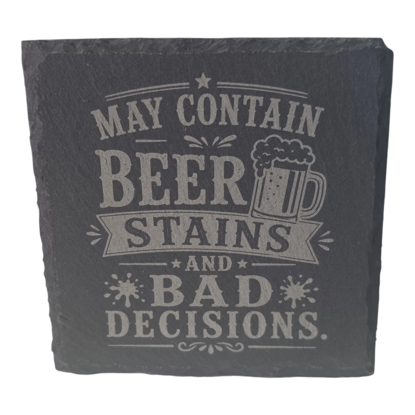 Slate Coasters Custom With Funny Beer Quote Drinks Mat Laser Engraved by Slate Locker