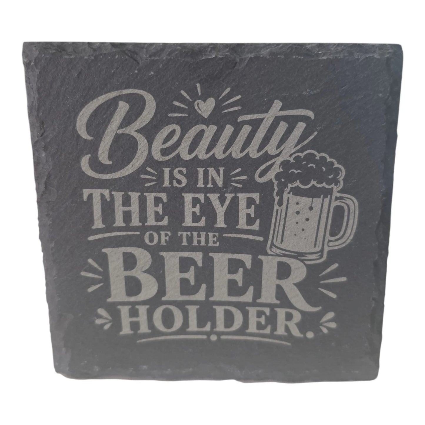 Slate Coasters Custom With Funny Beer Quote Drinks Mat Laser Engraved by Slate Locker