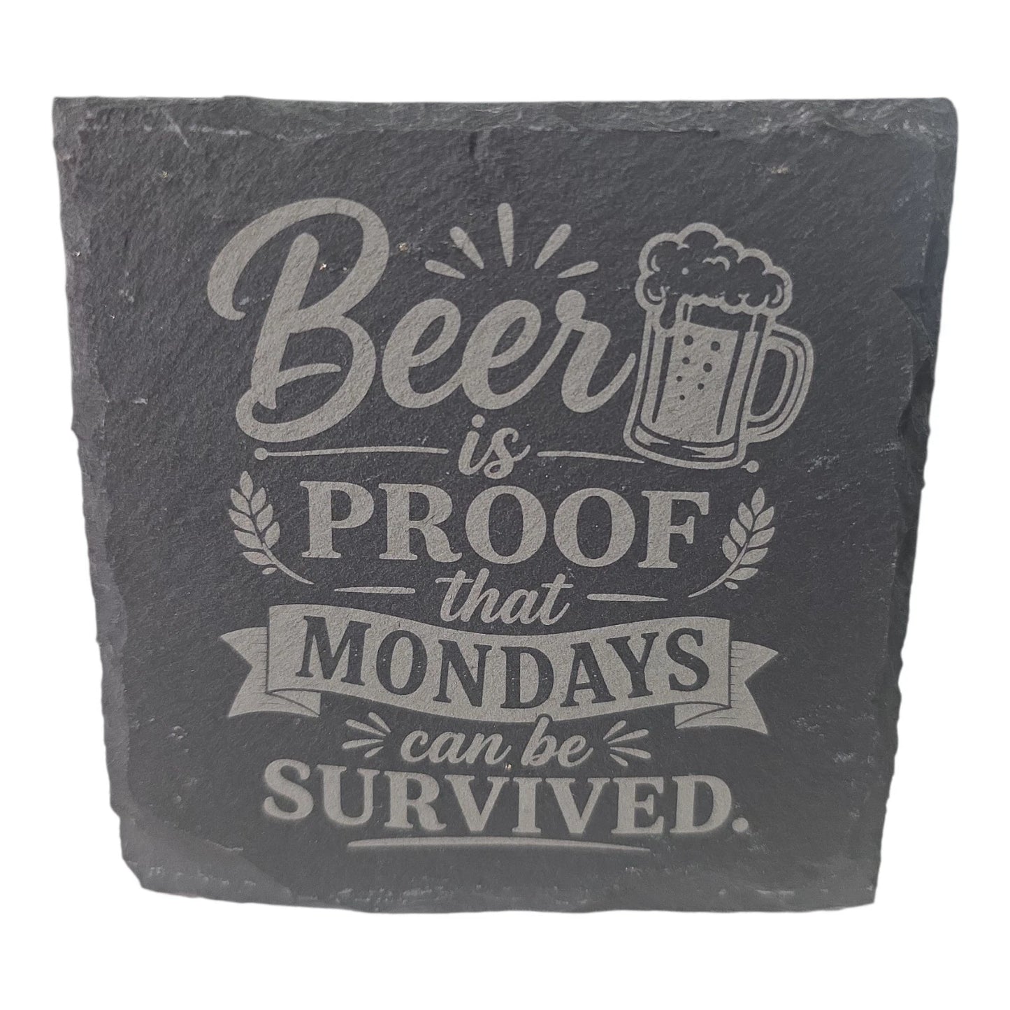 Slate Coasters Custom With Funny Beer Quote Drinks Mat Laser Engraved by Slate Locker