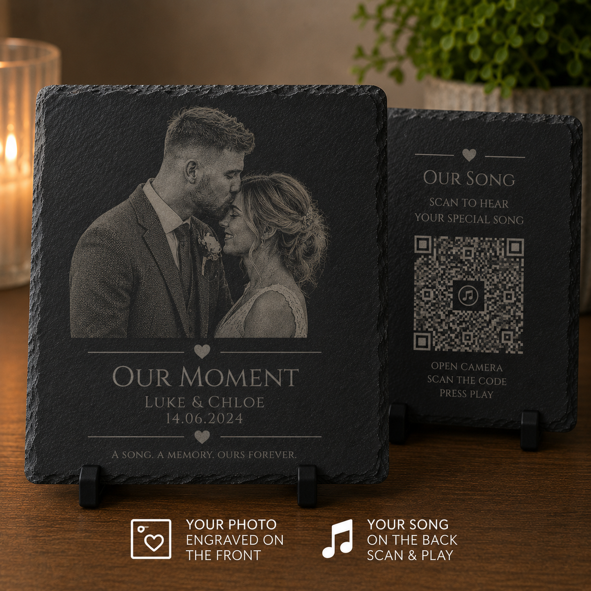 Personalised Photo & Song Keepsake Slate by Slate Locker