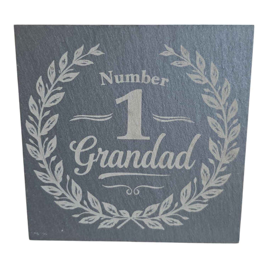 Grandad Number 1 Slate Coaster