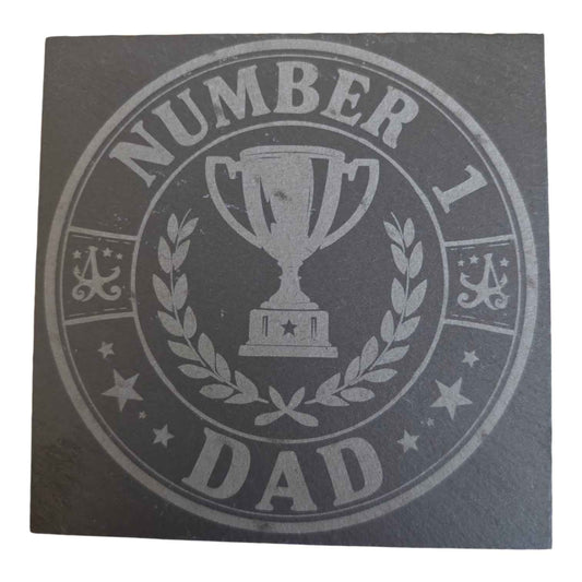 Number 1 Dad Slate Coaster