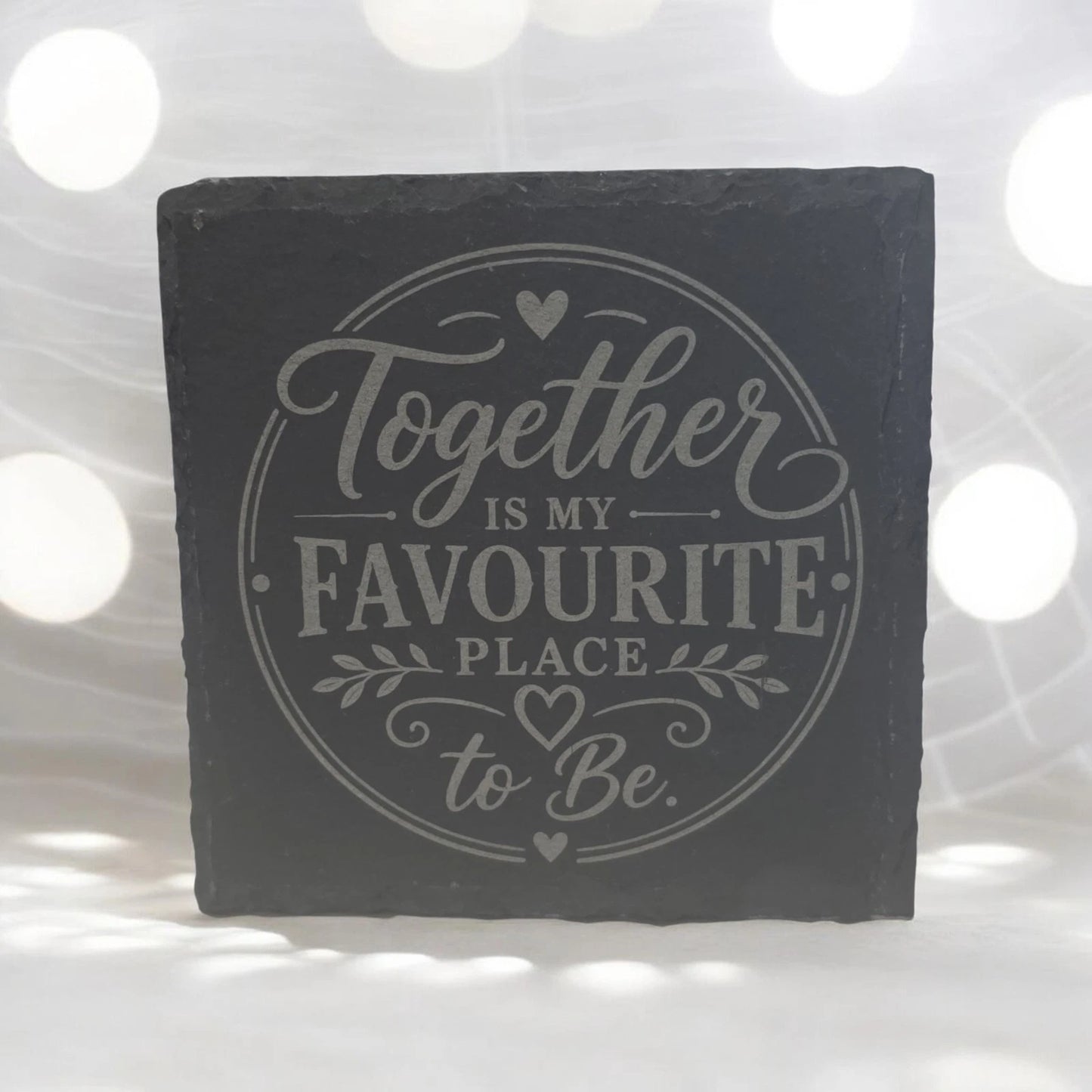 Slate Coasters Custom With Wedding Quote Drinks Mat Laser Engraved by Slate Locker
