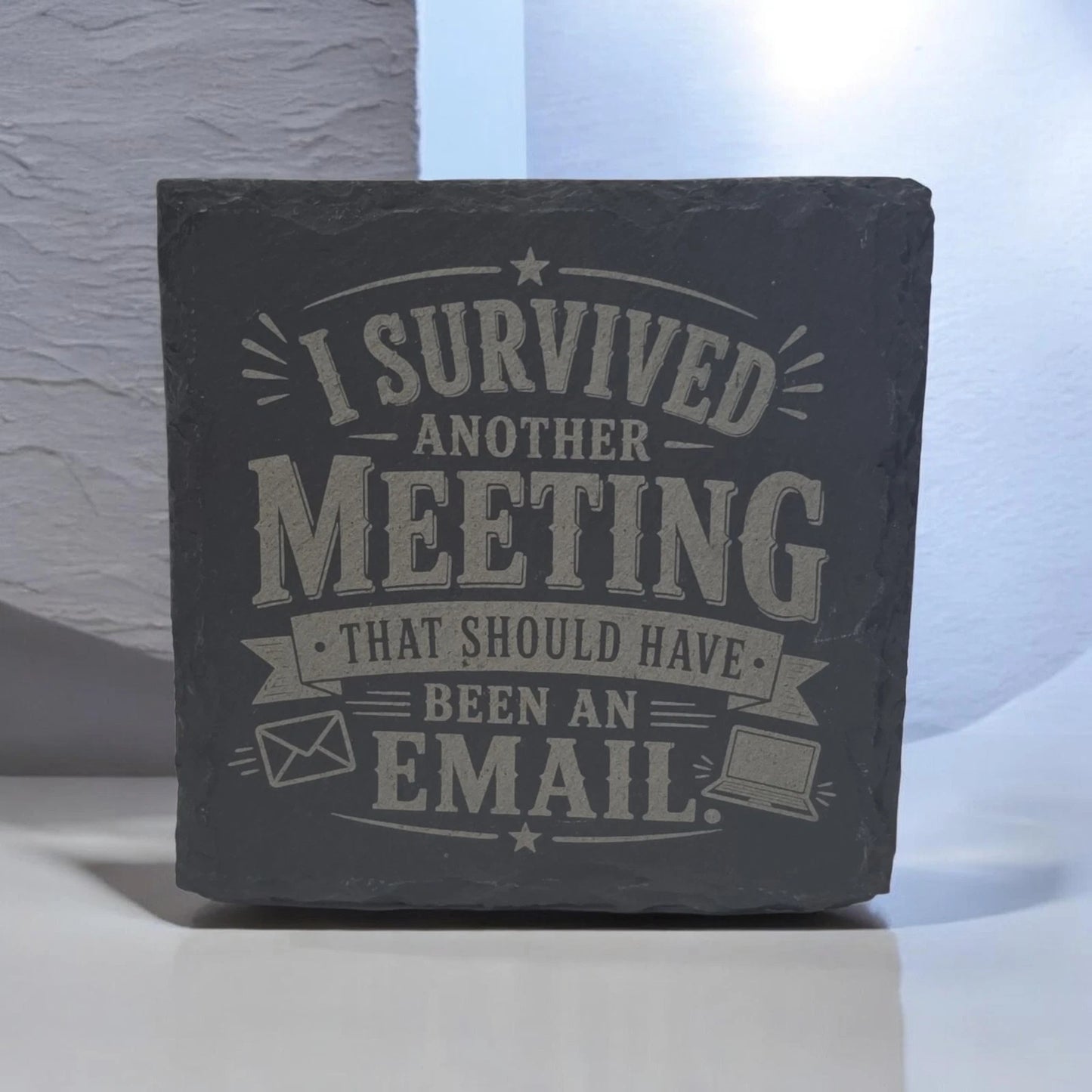 Slate Coasters Custom With Funny Work Quote Drinks Mat Laser Engraved by Slate Locker