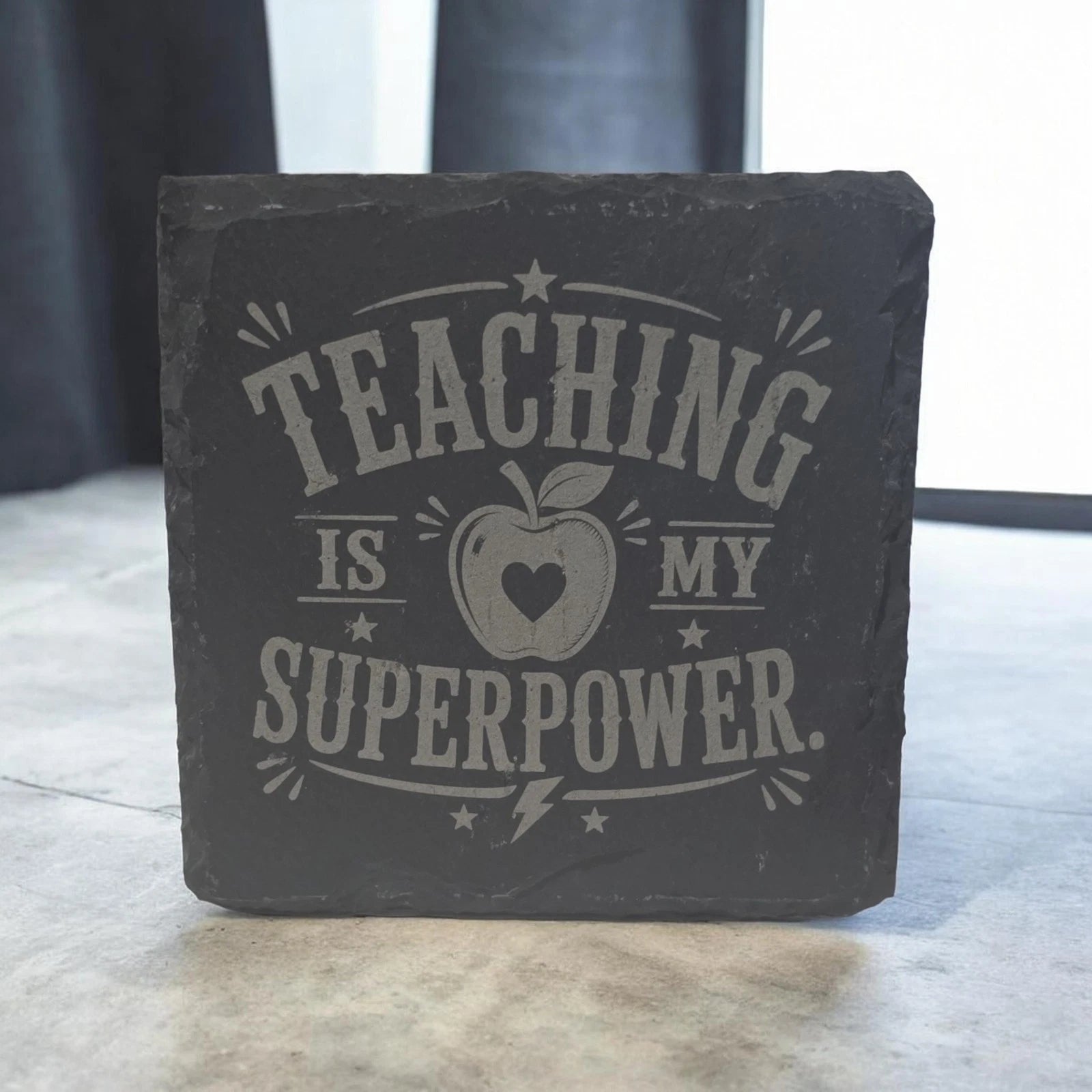 Slate Coasters Custom With Funny Teaching Quote Drinks Mat Laser Engraved by Slate Locker