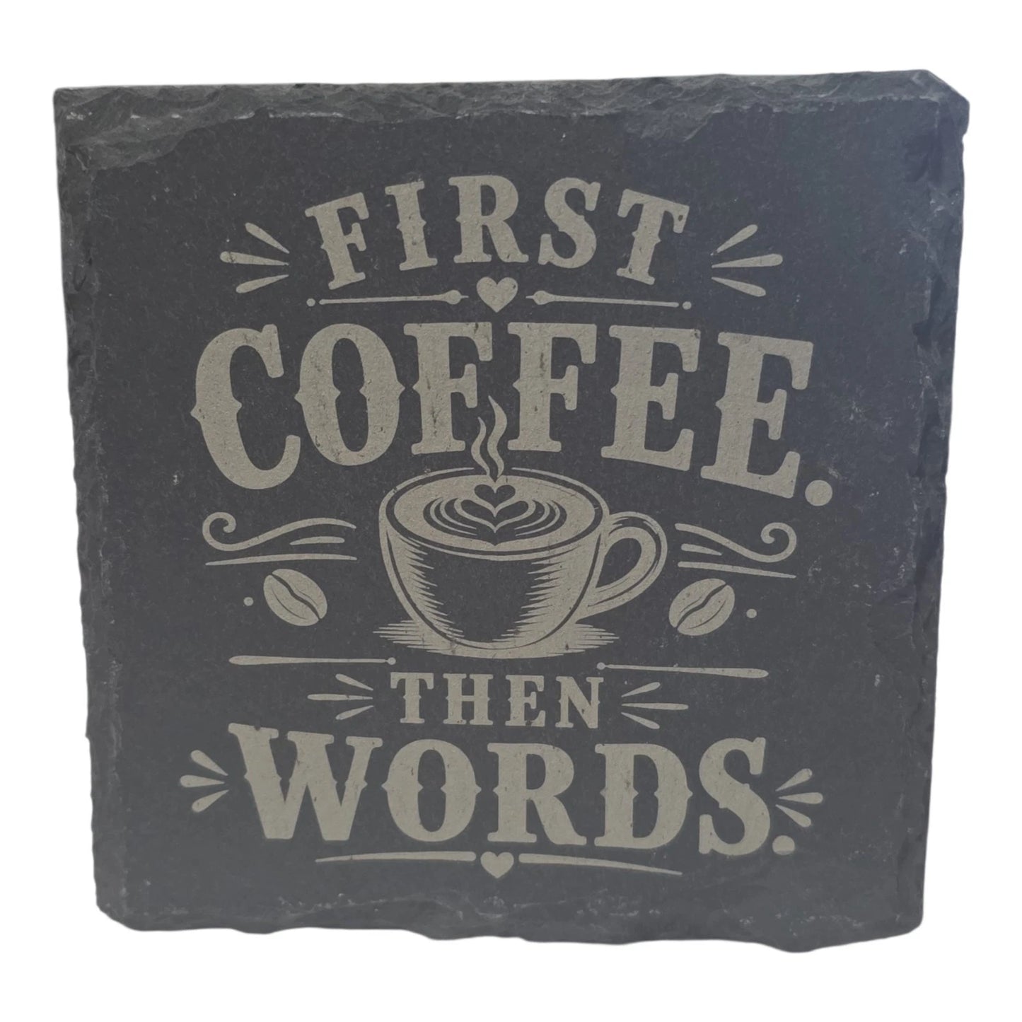 Slate Coasters Custom With Funny Coffee Quote Drinks Mat Laser Engraved by Slate Locker
