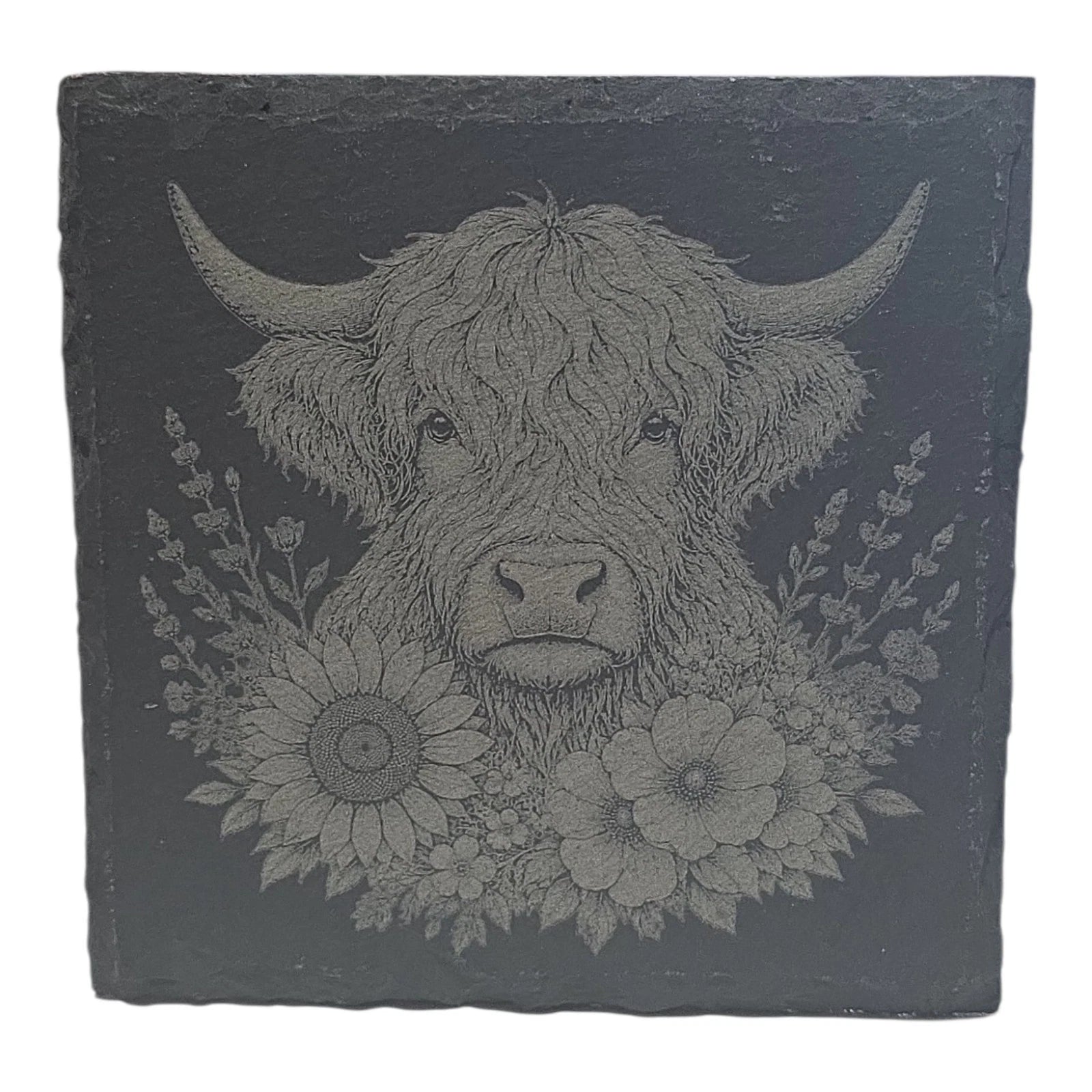Slate Coasters Custom Highland Cow Laser Engraved by Slate Locker