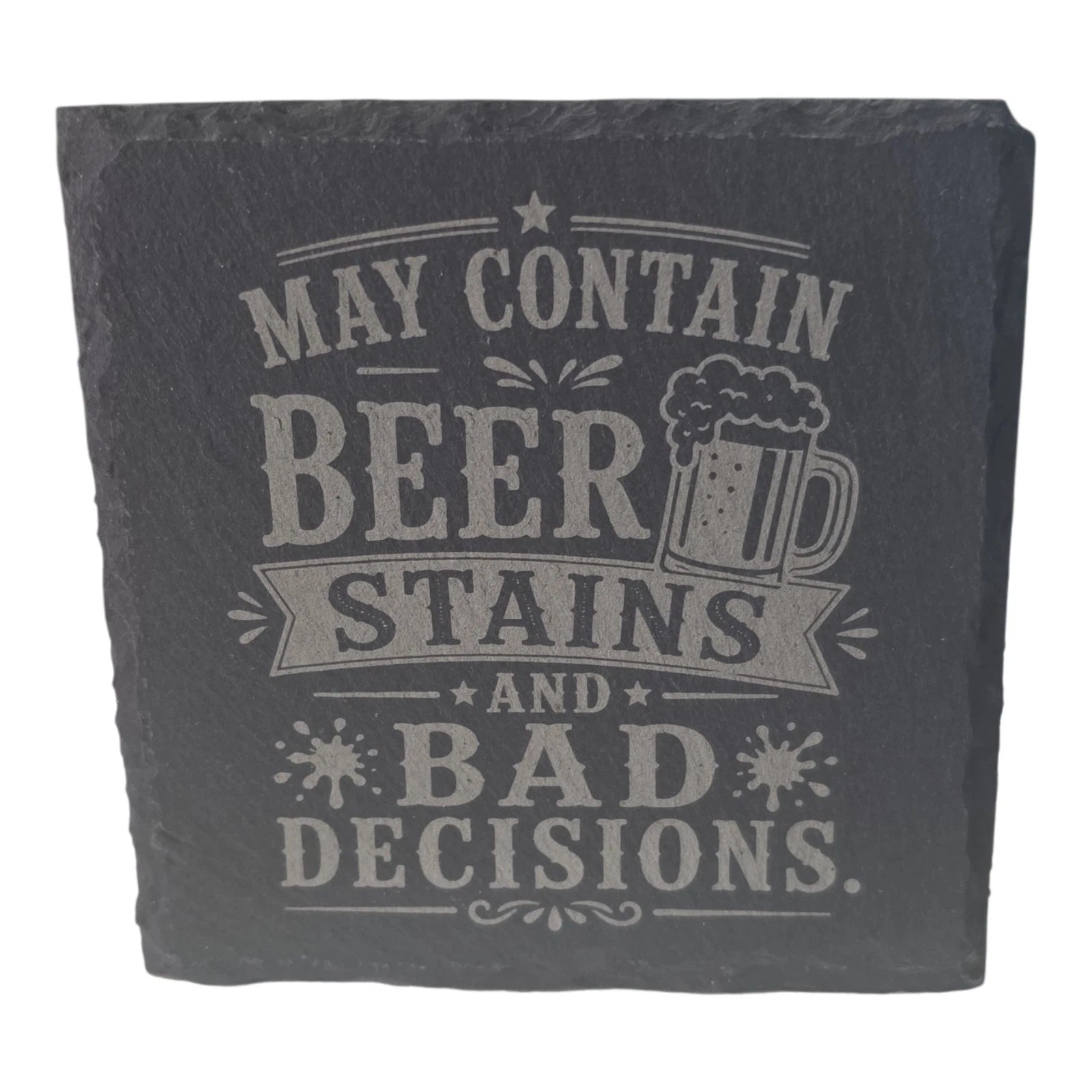 Slate Coasters Custom With Funny Beer Quote Drinks Mat Laser Engraved by Slate Locker