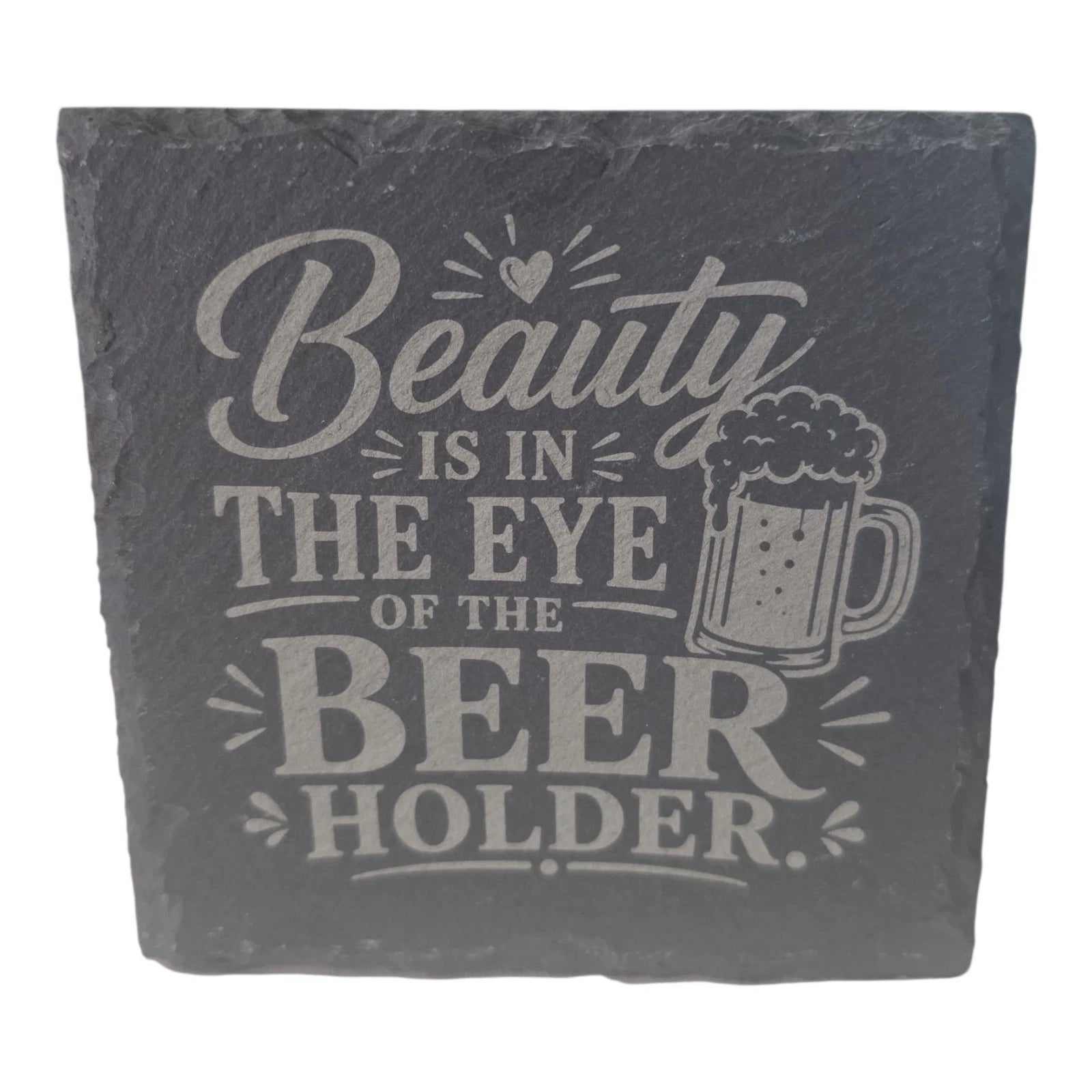 Slate Coasters Custom With Funny Beer Quote Drinks Mat Laser Engraved by Slate Locker