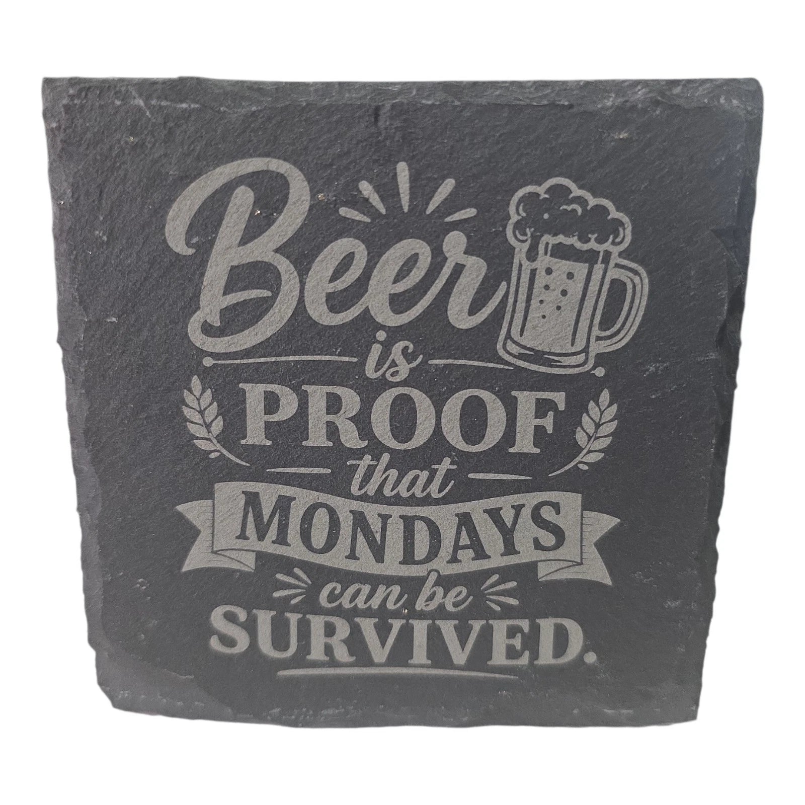 Slate Coasters Custom With Funny Beer Quote Drinks Mat Laser Engraved by Slate Locker
